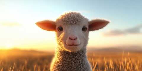Obraz premium Adorable young lamb captured in close-up, Charming close-up of a young lamb