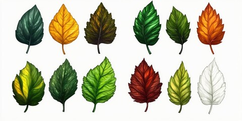 Obraz premium High-resolution collection of leaves with clipping path, High resolution leaf collection with transparent background