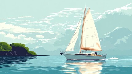 Sailboat on the water summer excitement active getaway Maritime vessel ocean craft or nautical ship Water transportation in the sea for sailing enthusiasts