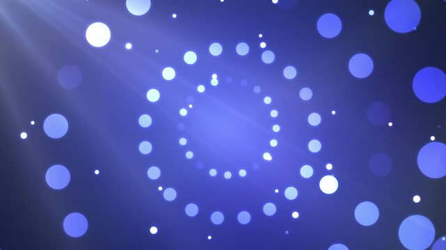 Luxurious shiny lights falling empty circular podium title plate in 4K. Endless presentation loop. Bright shiny stage light flash. Colorful theatre room performance laser holograms.Award show music bg