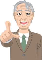指摘する老いた男性会社員
