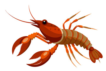 river lobster isolated on the white background vector illustration