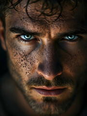 Fototapeta premium Intense Portrait of a Man with Striking Eyes