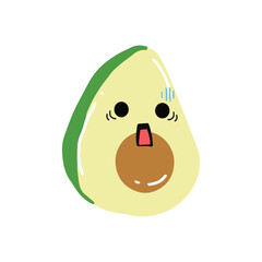 Cute and kawaii avocado emoticon expression illustration. avocado sticker, empticon, collection