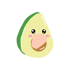 Cute and kawaii avocado emoticon expression illustration. avocado sticker, empticon, collection