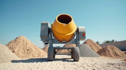 Clean Concrete Mixer Ready for Use at Construction Site