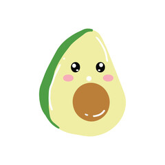 Fototapeta premium Cute and kawaii avocado emoticon expression illustration. avocado sticker, empticon, collection