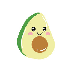 Cute and kawaii avocado emoticon expression illustration. avocado sticker, empticon, collection
