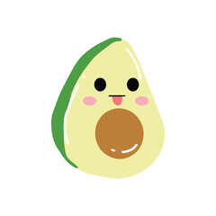 Cute and kawaii avocado emoticon expression illustration. avocado sticker, empticon, collection