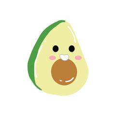 Cute and kawaii avocado emoticon expression illustration. avocado sticker, empticon, collection