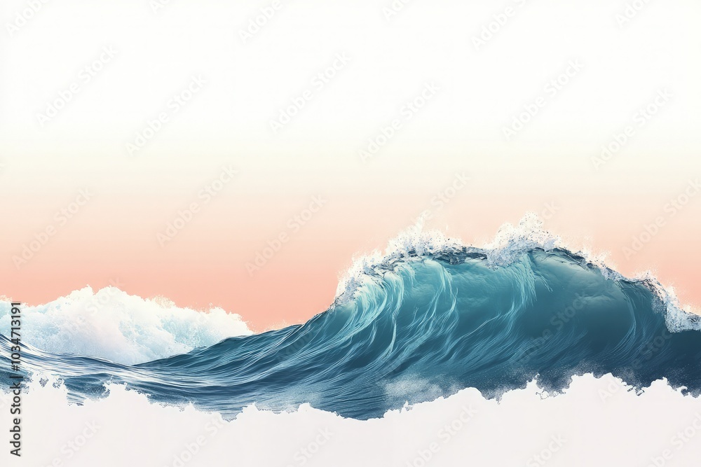 Sticker a painting of a large wave in the ocean