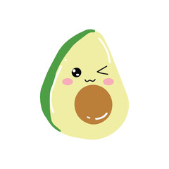 Cute and kawaii avocado emoticon expression illustration. avocado sticker, empticon, collection