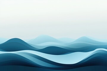 a painting of blue waves on a white background