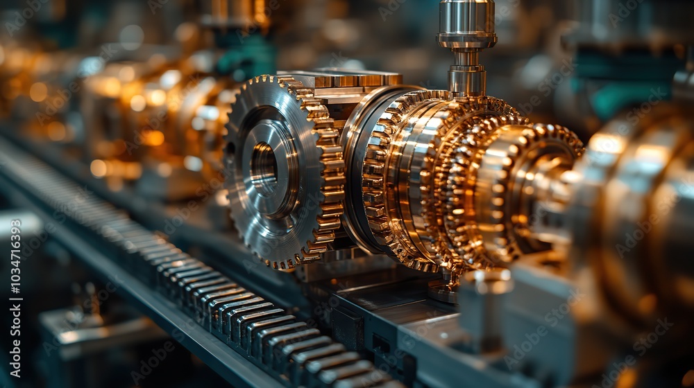 Poster close up view of intricate robotic parts in smart factory setting showcasing advanced technology and