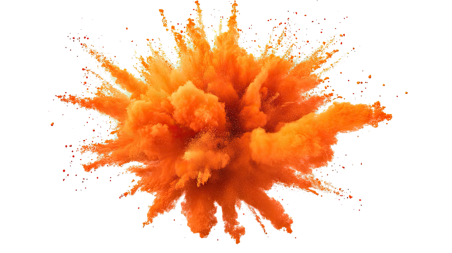 Bright Orange Color Powder Explosion From a Festival Celebration Generative AI