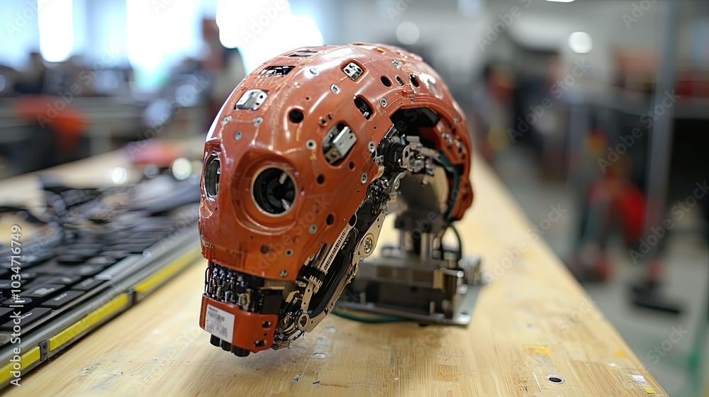 Poster closeup of intricate robotic parts showcasing the advanced technology and precision engineering in s