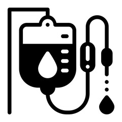 infusion Icon. glyph Style, represented by pockets of plasma fluid and droplets.