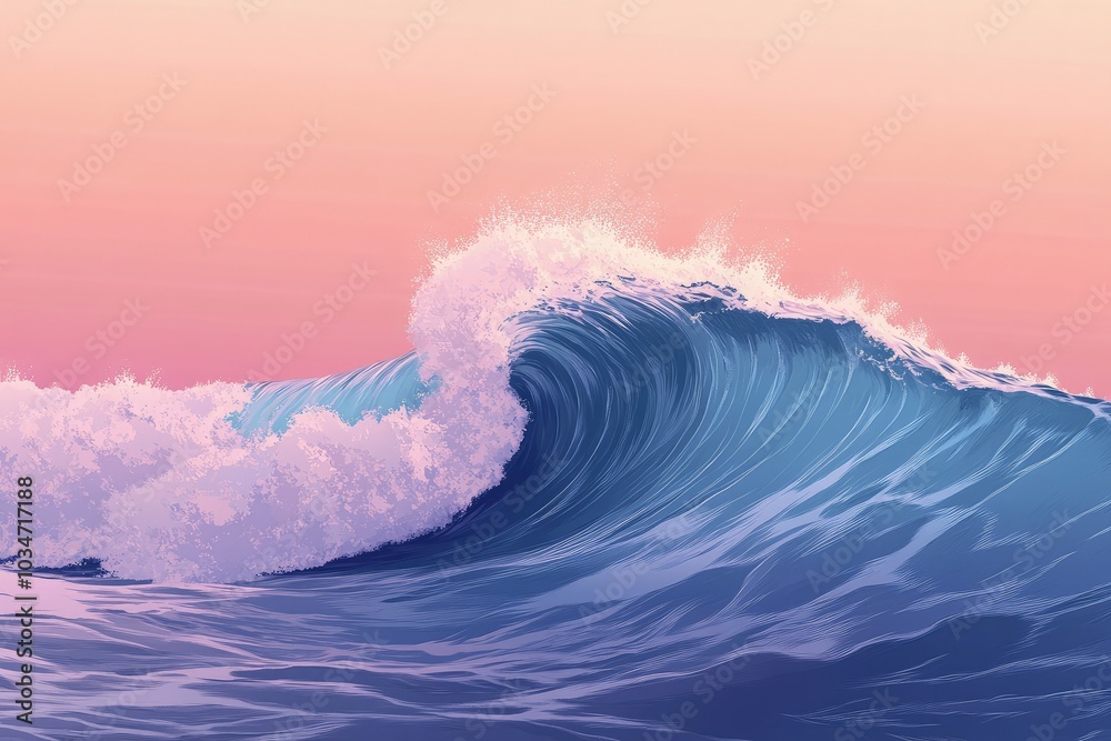 Poster a painting of a large wave in the ocean