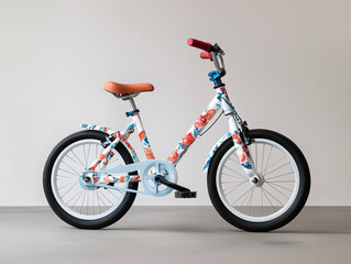 Obraz premium Premium Pre-Teen Hybrid Bike with Floral-Inspired Graphics: Beauty in Motion