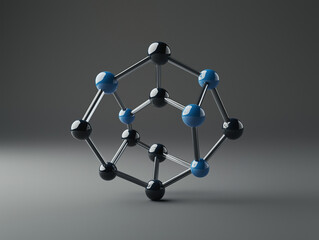 Obraz premium Molecular Structure with Connected Blue Dots: Bridging Chemistry and Art