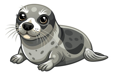  Beautiful seal lying phoca vitulina vector illustration