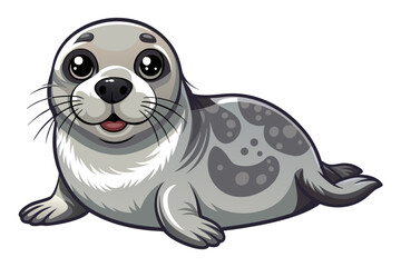  Beautiful seal lying phoca vitulina vector illustration