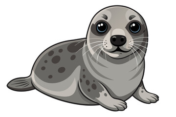  Beautiful seal lying phoca vitulina vector illustration © Jhanto
