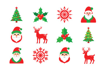 Christmas Icon Set | Festive Holiday Icons Collection | Vector Christmas Symbols for Graphic Design