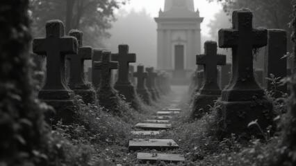 Gravestones in the cemetery