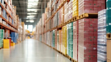 Warehouse Storage with Pallets of Goods.