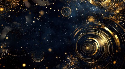 Black and gold New Year background, featuring luxurious tones, elegant patterns, and a sophisticated celebration atmosphere.