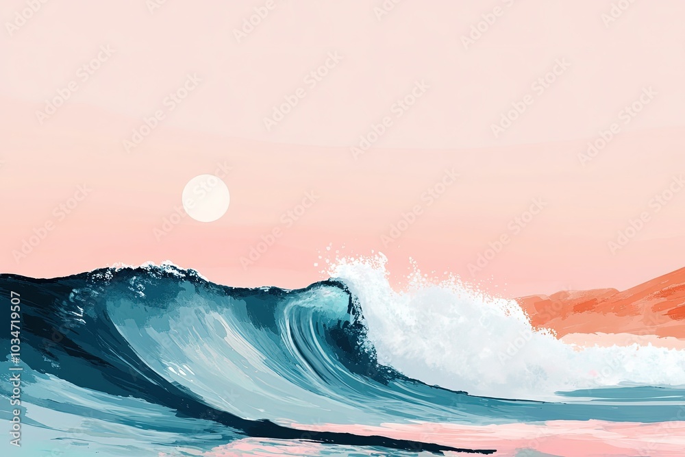 Sticker a painting of a wave in the ocean