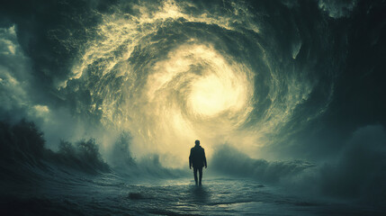 Fototapeta premium Confronting the Whirling Abyss of Nature’s Fury Unleashed