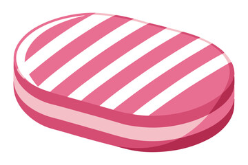  Closeup view of pink soap with white stripes on the white