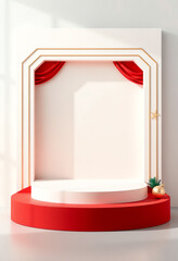 minimal pedestal podium mockup for Christmas product sale promotion showcase