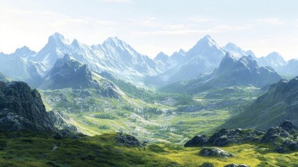 Majestic peaks rising against a clear sky showcasing the beauty of nature and rugged landscapes
