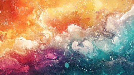 Fototapeta premium Fractal backdrop featuring an abstract design Vibrant mixed media art for creative projects Acrylic style texture and surreal watercolor piece ideal for fantasy themed backgrounds