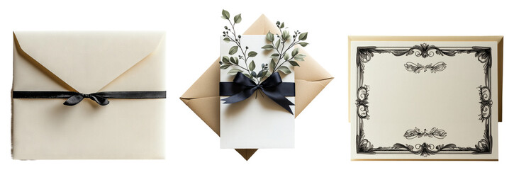 Elegant Envelopes with Ribbons and Greenery Accents