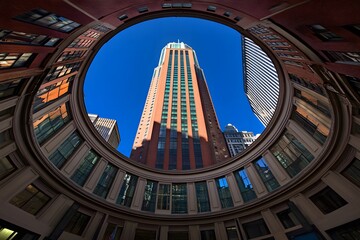 Cityscape with Modern Building and Curved Windows