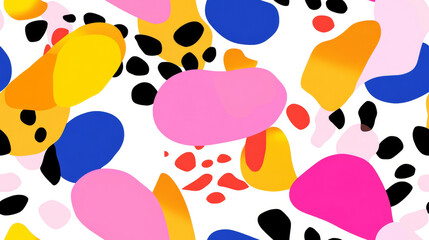 Fototapeta premium leopard animal print in yellow orange pink blue brushstorkes vibrant colored spot stripe seamless patchwork pattern. fashion trendy background for fabric design wallpaper