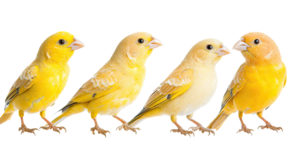 Collection of Canary Birds Isolated on a Transparent Background Generative AI