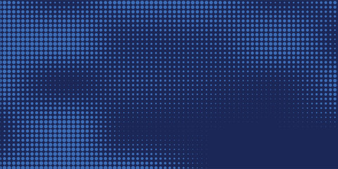Dark blue halftone dotted abstract background, big data pattern, technology or futuristic visualization, waveform dot texture, music backdrop.