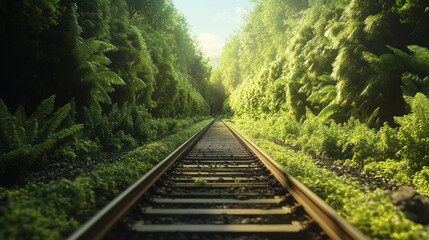 Obraz premium Sustainable railway construction using eco-friendly materials and techniques to minimize environmental impact.