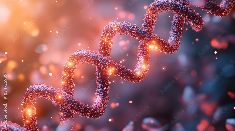 Poster dn double helix structure representing genomics and biomarker research.illustration