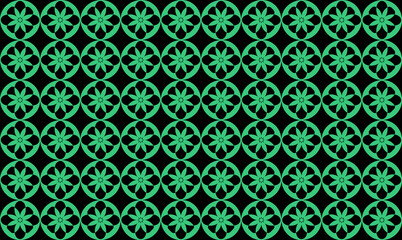 Seamless green flower pattern, no background