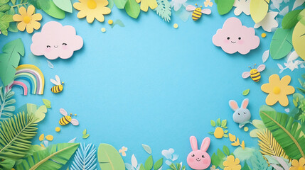 Children day background. Blue color background.