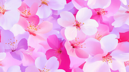 3D flowers print and plants print in pink white colored exotic seamless patchwork pattern. fashion trendy realistic blossom bloom background for fabric textile design wallpaper