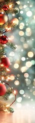 Christmas Tree Branch with Lights and Ornaments.