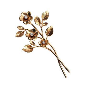 gold flower brooch with diamond accents clip art preview