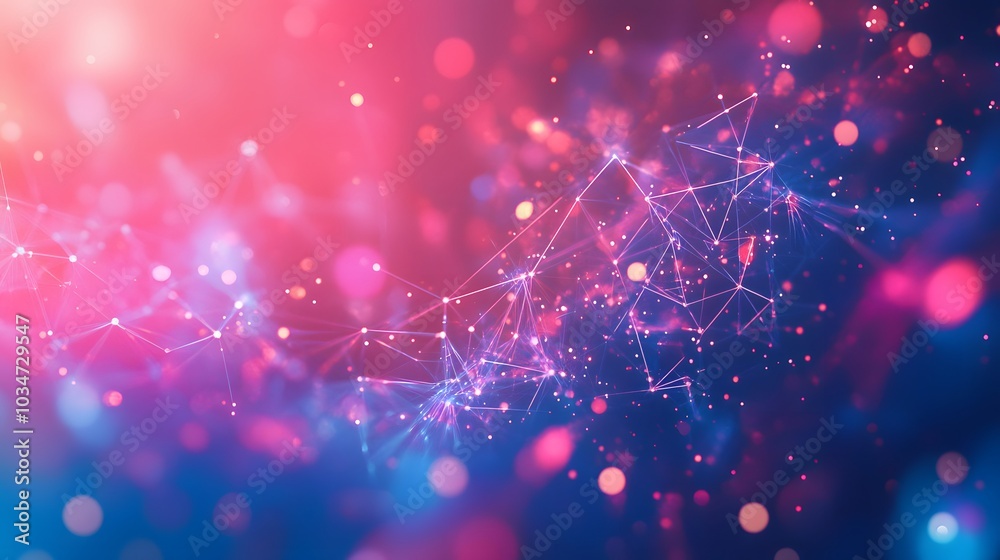 Wall mural abstract polygonal vector science background with connecting dots and lines.